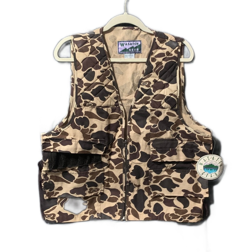 Wasatch Gear Camo Duck Hunting Paintball Tactical Vest L Multi-Pocket Quilted